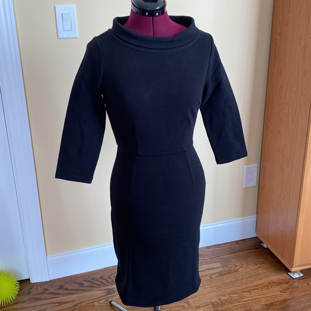 BODEN RIBBED COTTON BLEND BLACK ZOE PONTE DRESS WH717 - SIZE US 2, New